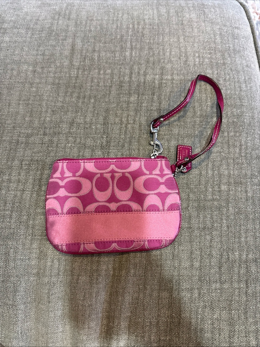 Coach Pink Signature Pattern Wristlet